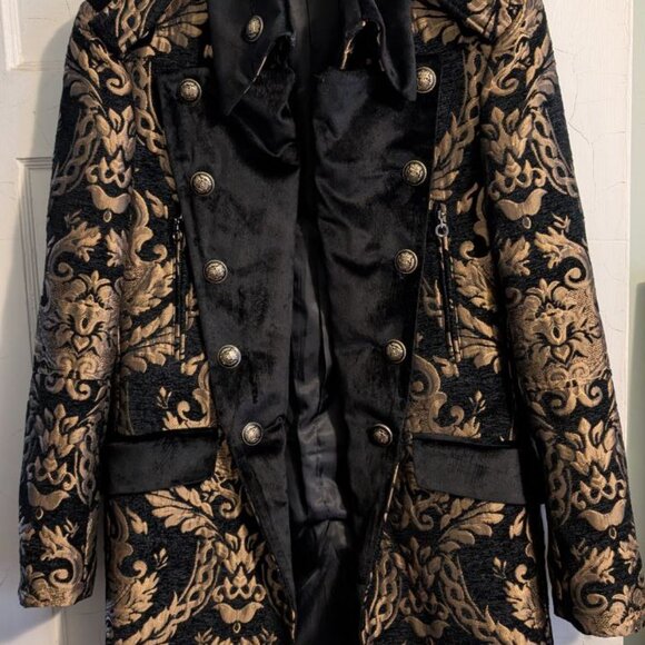 Angelino MAJESTY Gold Black Long Men's Blazer Suit Jacket Coat Size 38 - Picture 4 of 8